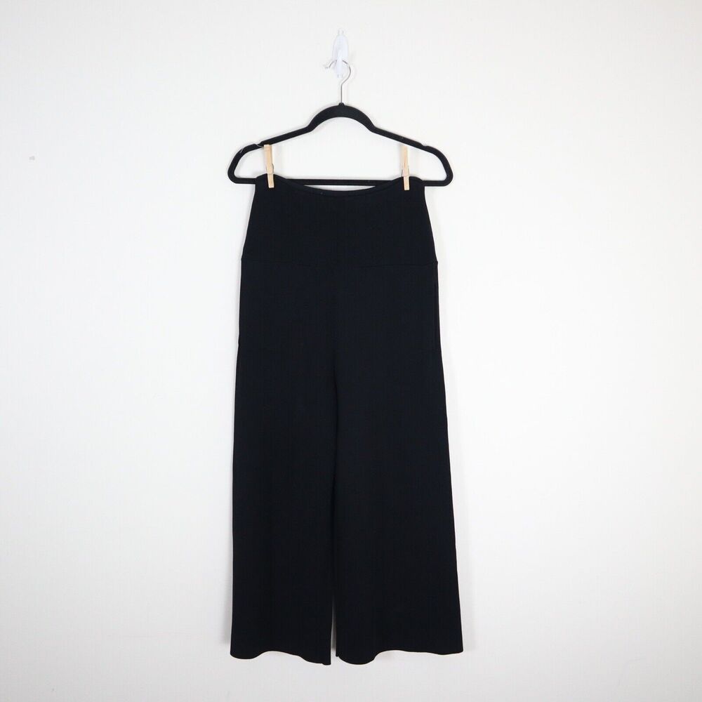 Stella McCartney IT 42 US 6/8 High Rise Compact Knit Wide Leg Crop Pants Black